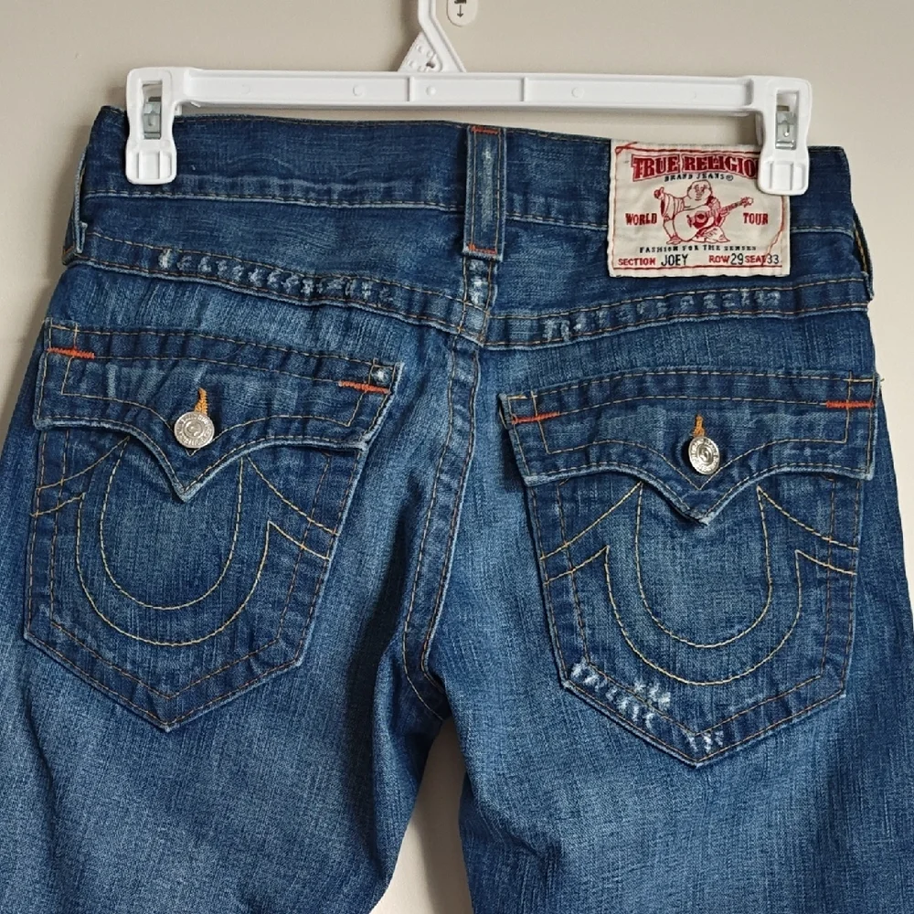 Tru Religion 💙 Distressed Women's Blue Jeans 16'' - Picture 1 of 10